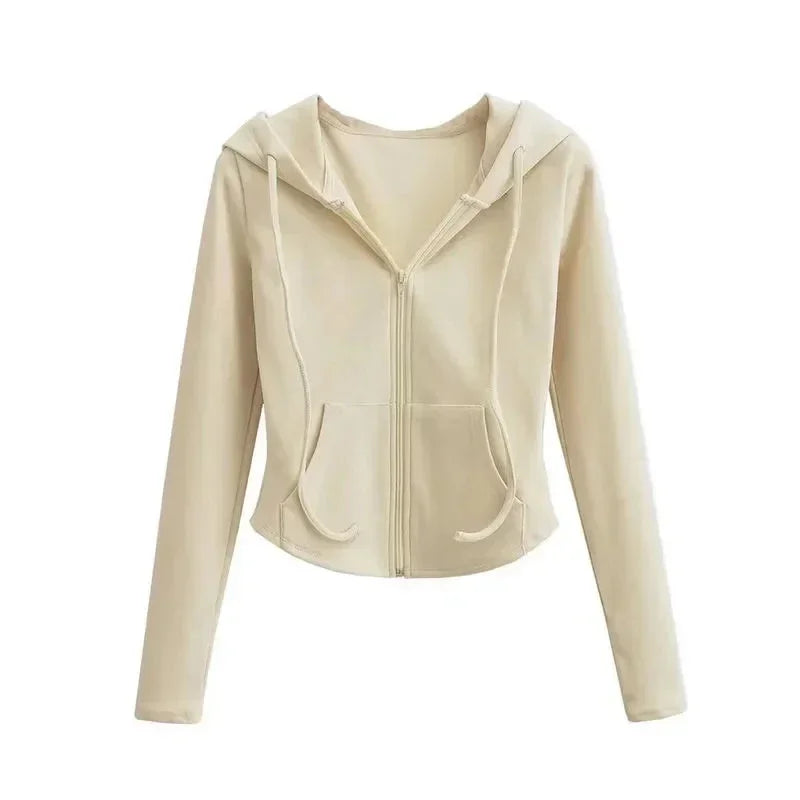 Cropped Zip Up Y2K Slim Fit Hoodie