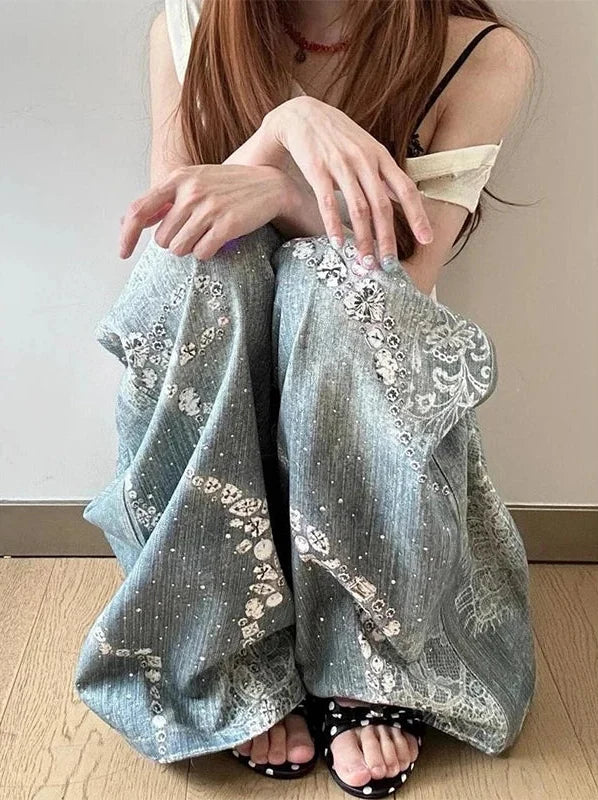 Distressed Y2K Baggy Grunge Star Denim Jeans