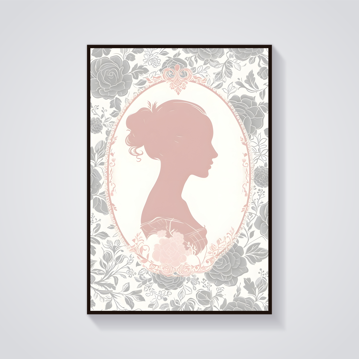 Floral Cameo Silhouette Poster