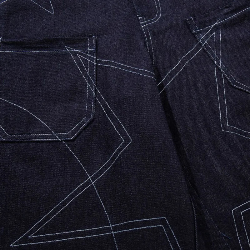 Geometric Stitching Y2K Denim Shorts Jorts