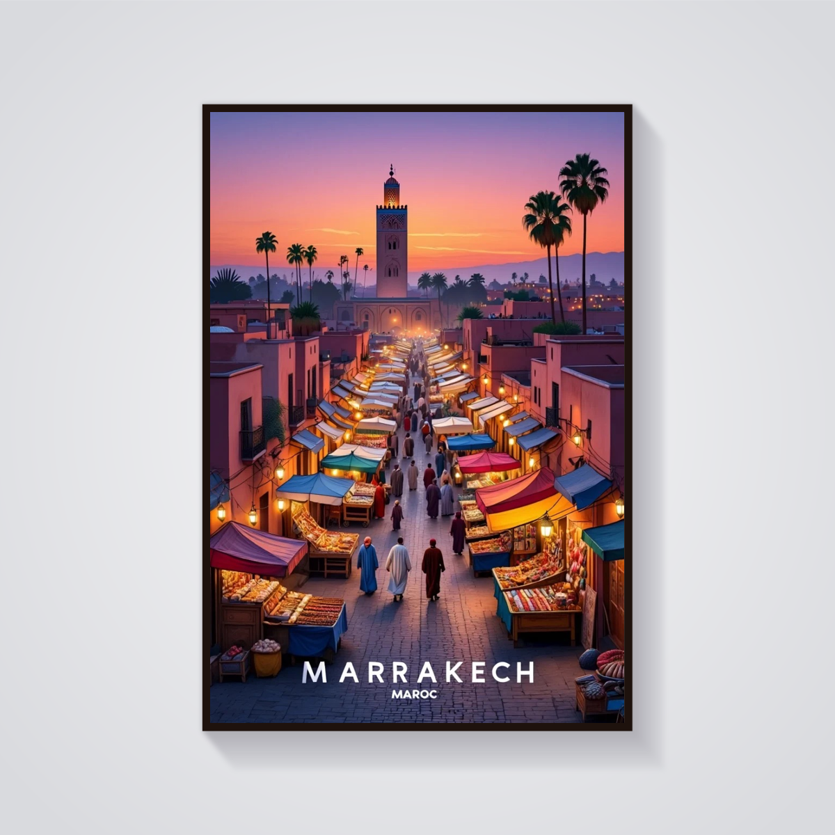 Marrakech Market Sunset Poster