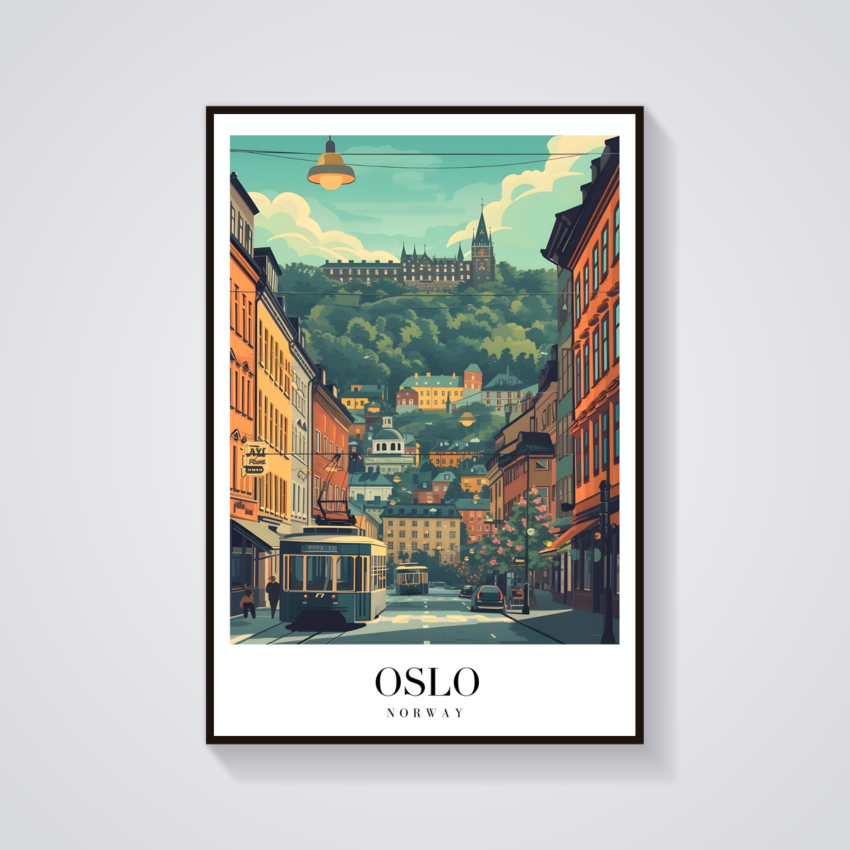 Oslo Tram Vintage Poster