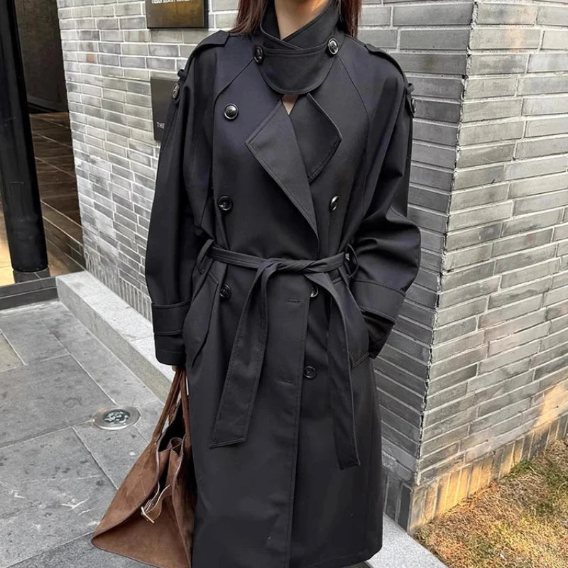 Oversized Y2K Double Breasted Long Trench Coat