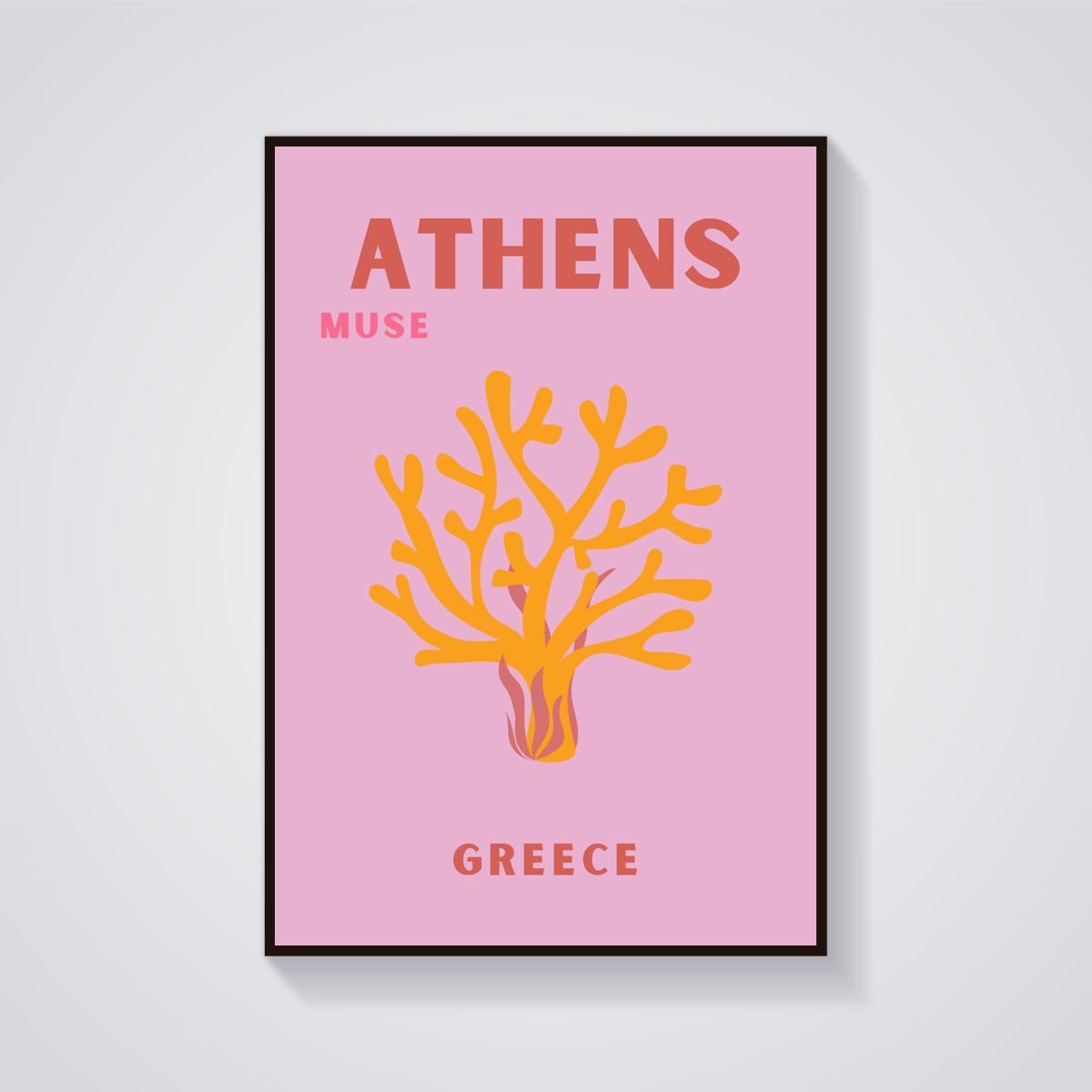 Preppy Athens Abstract Plant Poster