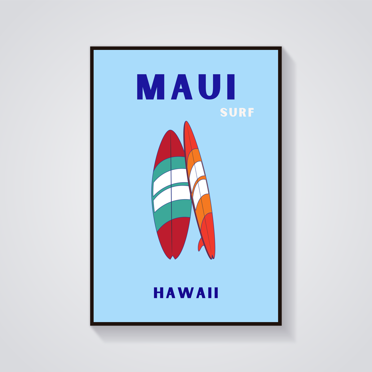 Preppy Maui Surfboard Poster