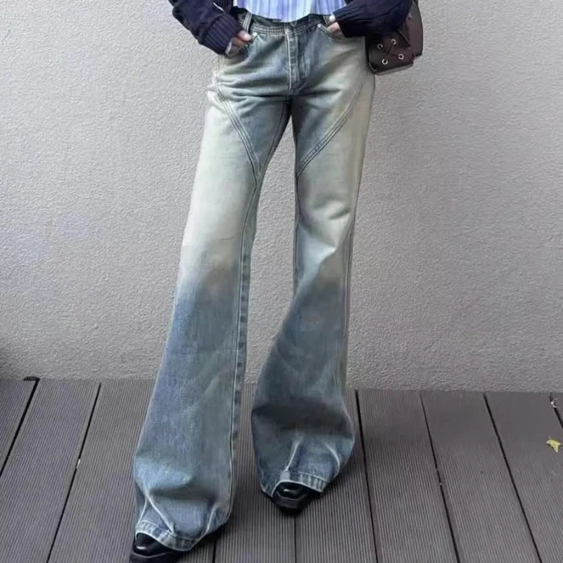 Retro Y2K Slim High Waist Flared Denim Jeans
