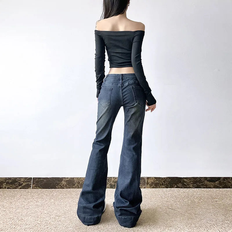Sexy Low Waist Y2K Skinny Flare Jeans