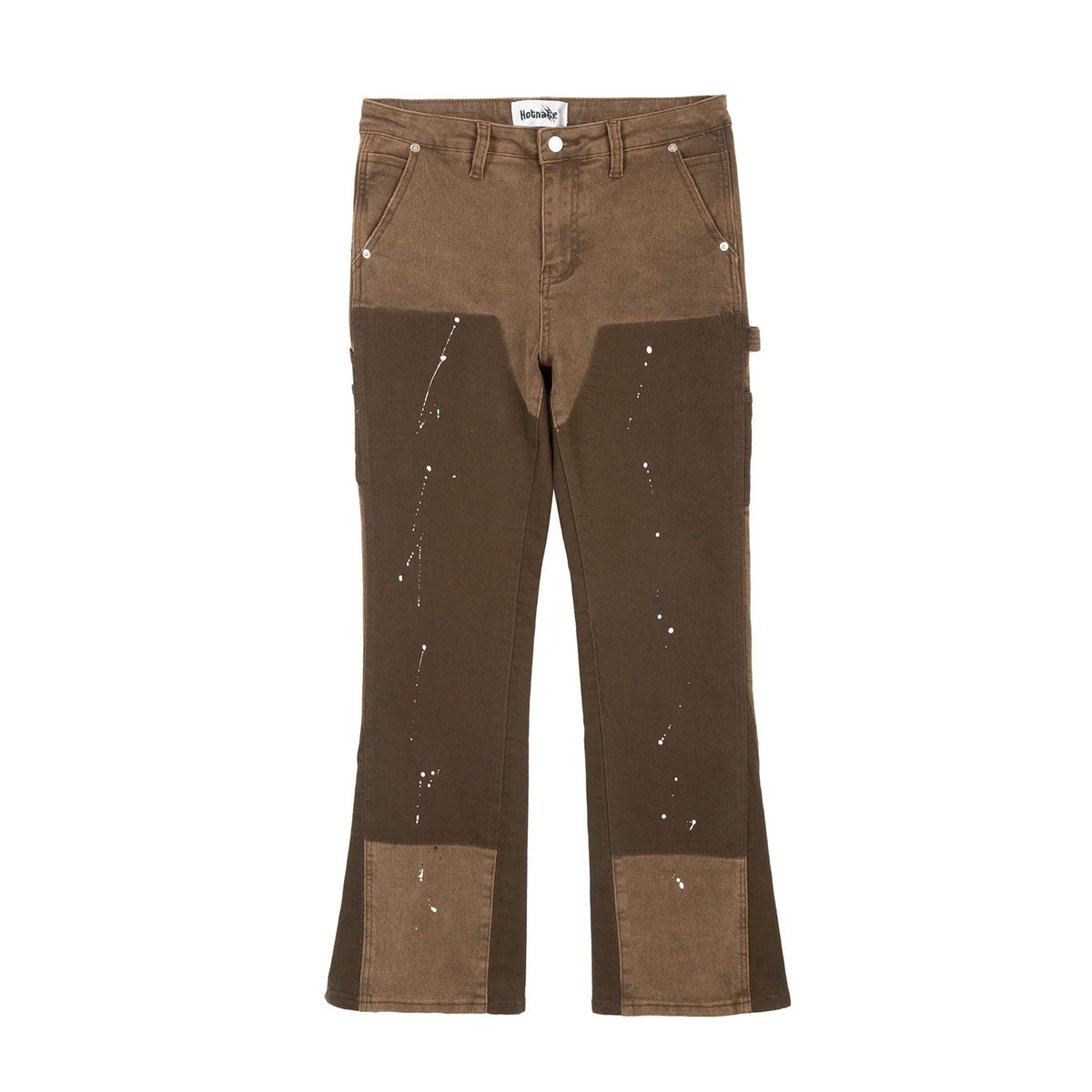 Spliced Speckled Ink Y2K Micro Flare Carpenter Denim Jeans