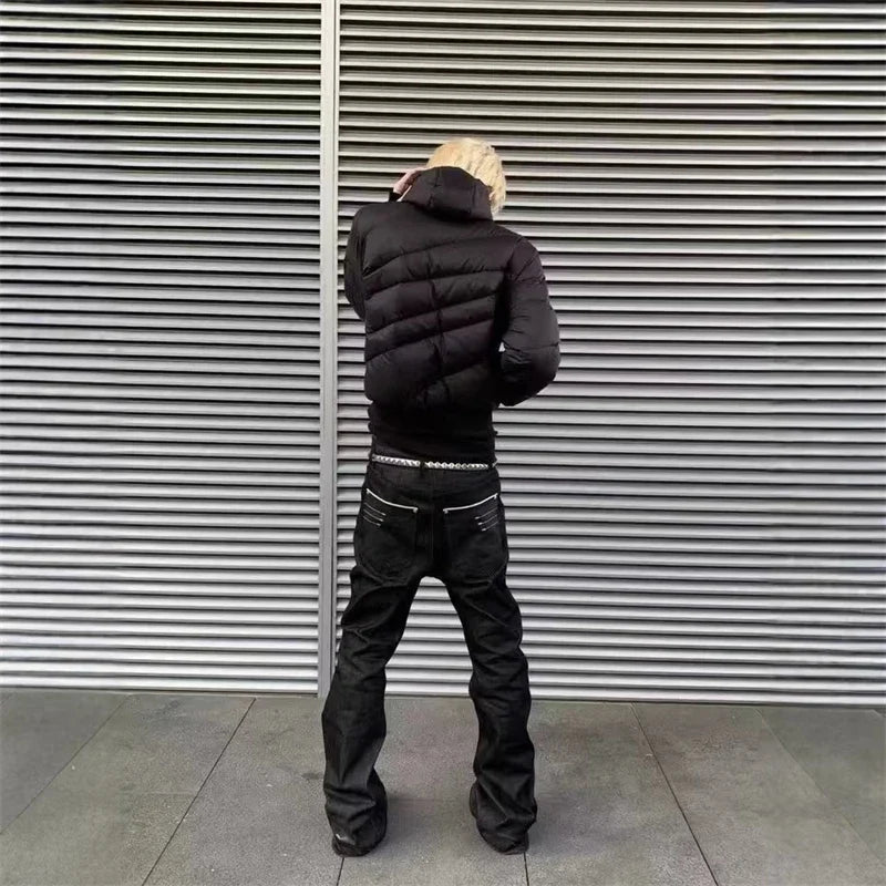Streetwear Y2K Contrast Stitch Skinny Flared Jeans