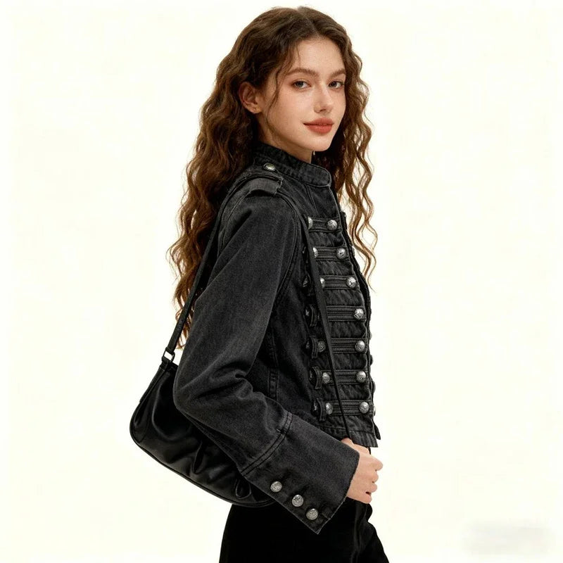 Vintage Y2K Slim Fit Crop Denim Coat Jacket