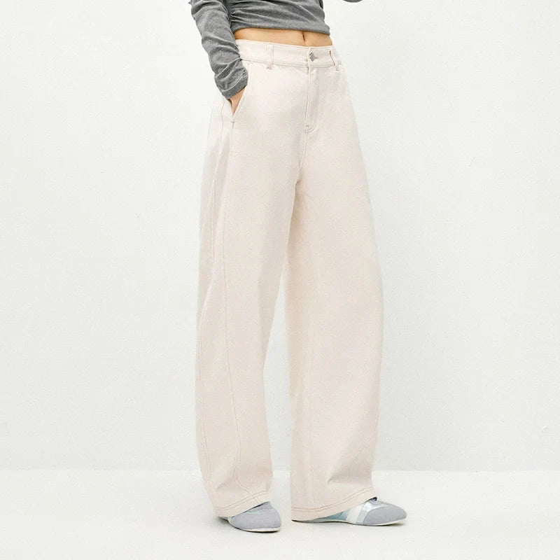 White Y2K Relaxed Straight Leg Jean
