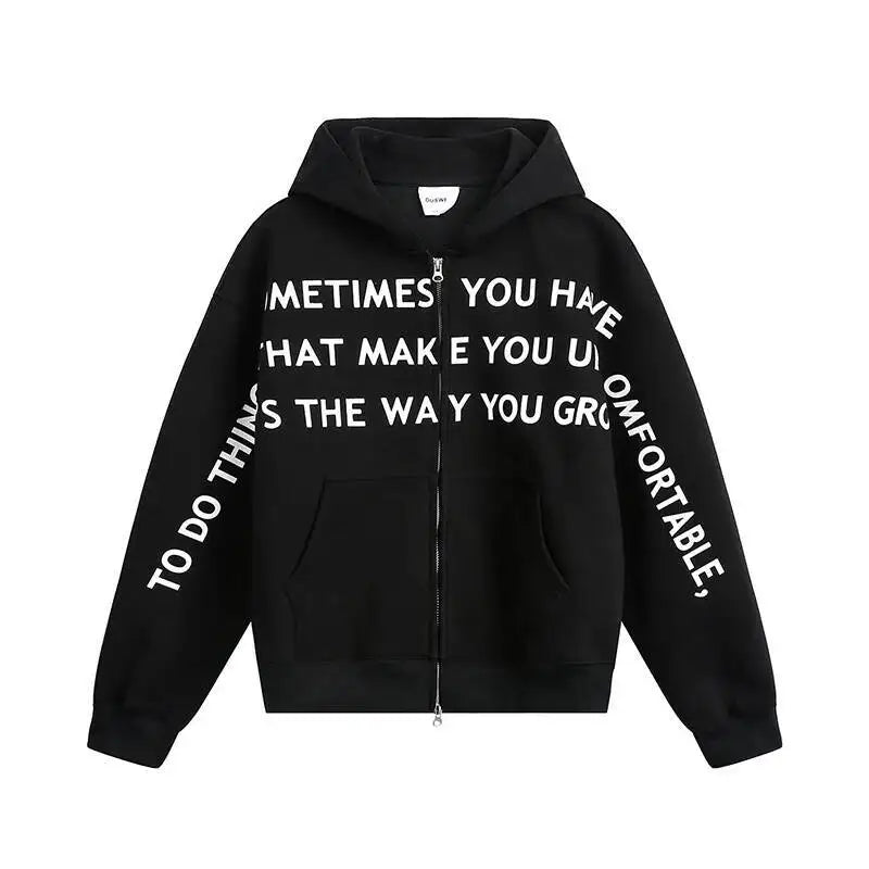 Y2K Affirmation Graphic Text Zip Up Hoodie
