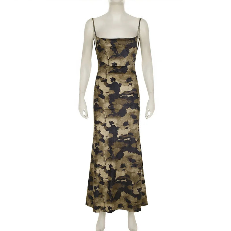 Y2K Backless Floral Maxi Dress