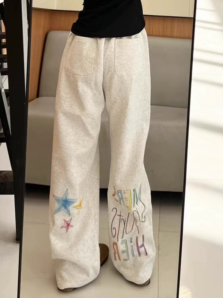 Y2K Baggy Grey Low Rise Sweatpants Jogger Trousers