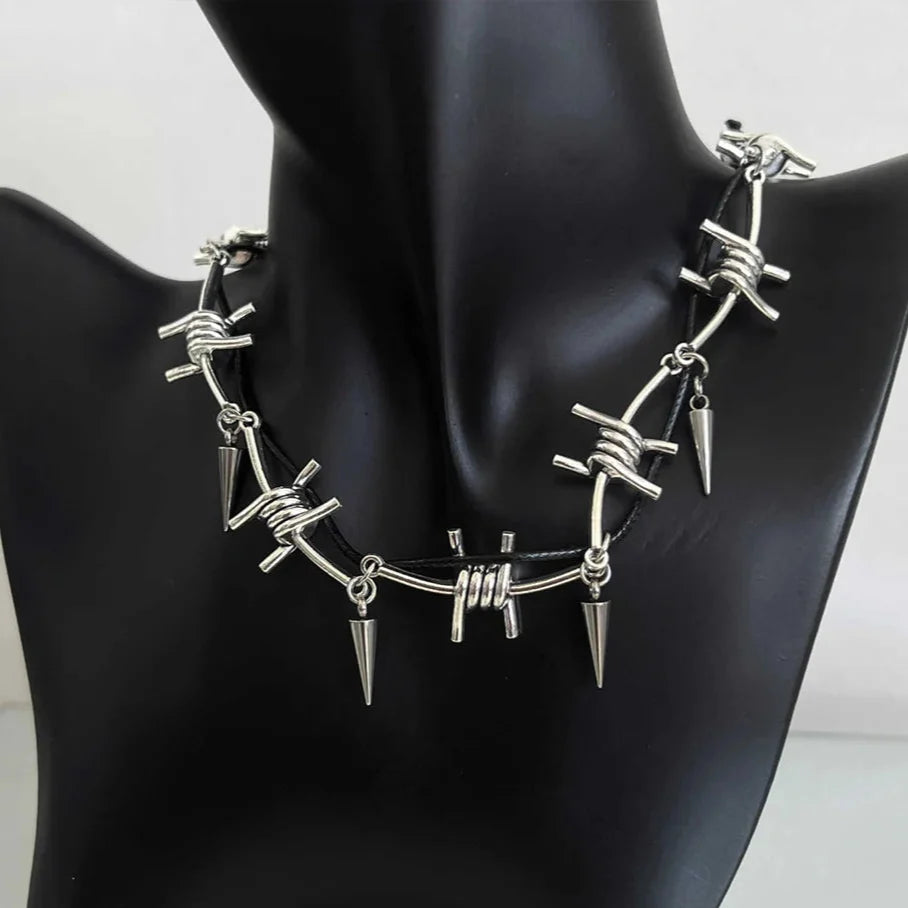 Y2K Barbed Wire Thorn Necklace
