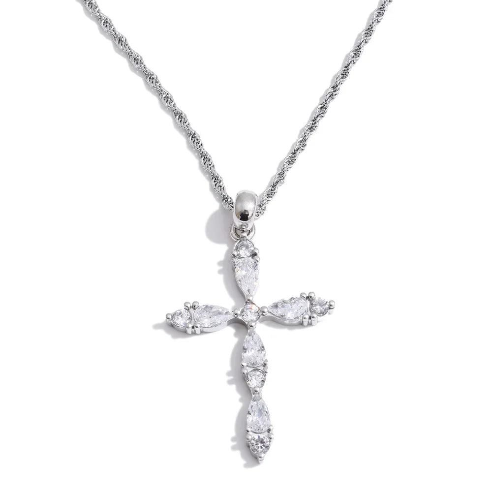 Y2K Bling Cross Pendant Necklace