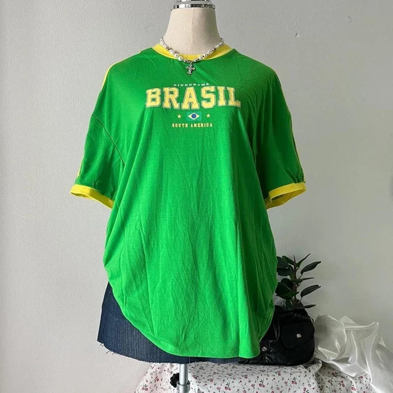 Y2K Classic Brazil Graphic T Shirt