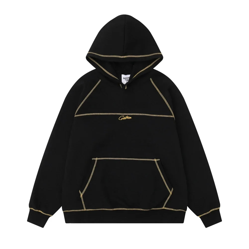 Y2K Contrast Stitch Embroidered Hoodie