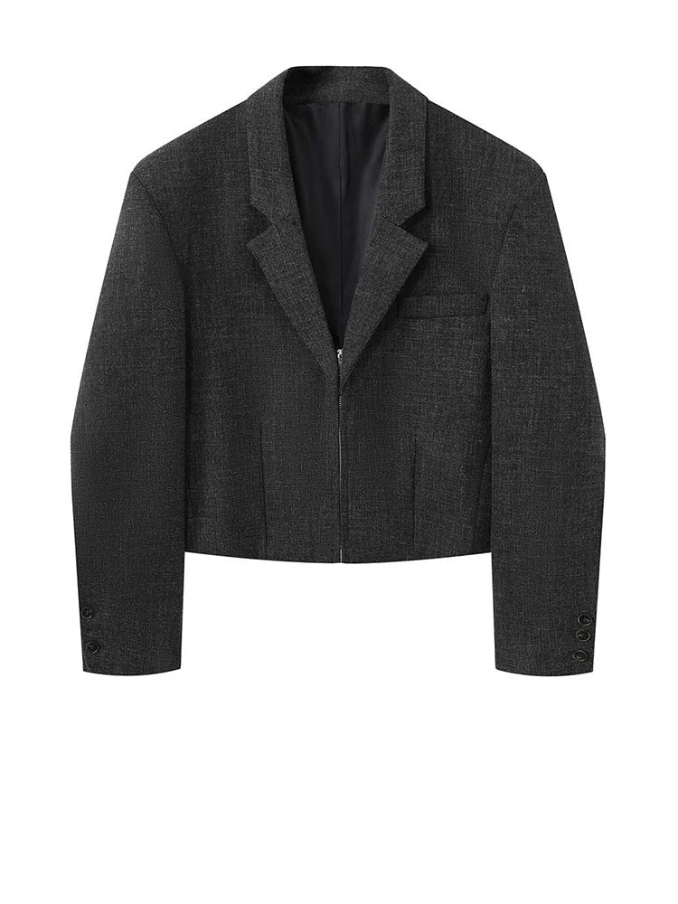 Y2K Dark Grey Shoulder Padded Cropped Blazer