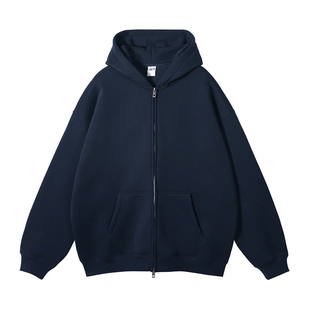 Y2K Double Headed Plain Zip Up Hoodie