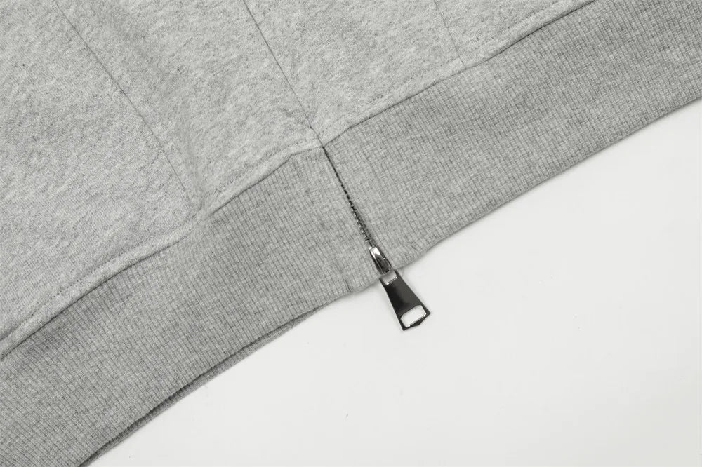 Y2K Double Zip Up Panelled Spliced Hoodie