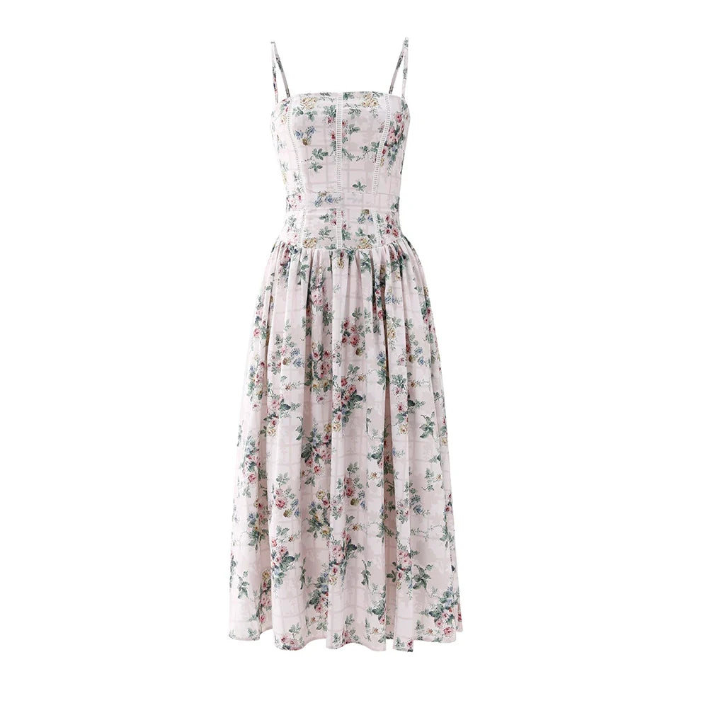 Y2K Elegant Floral Midi Dress