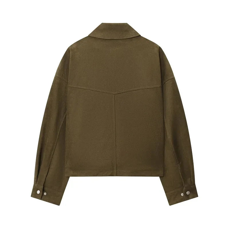 Y2K Faux Leather Zip Up Bomber Jacket