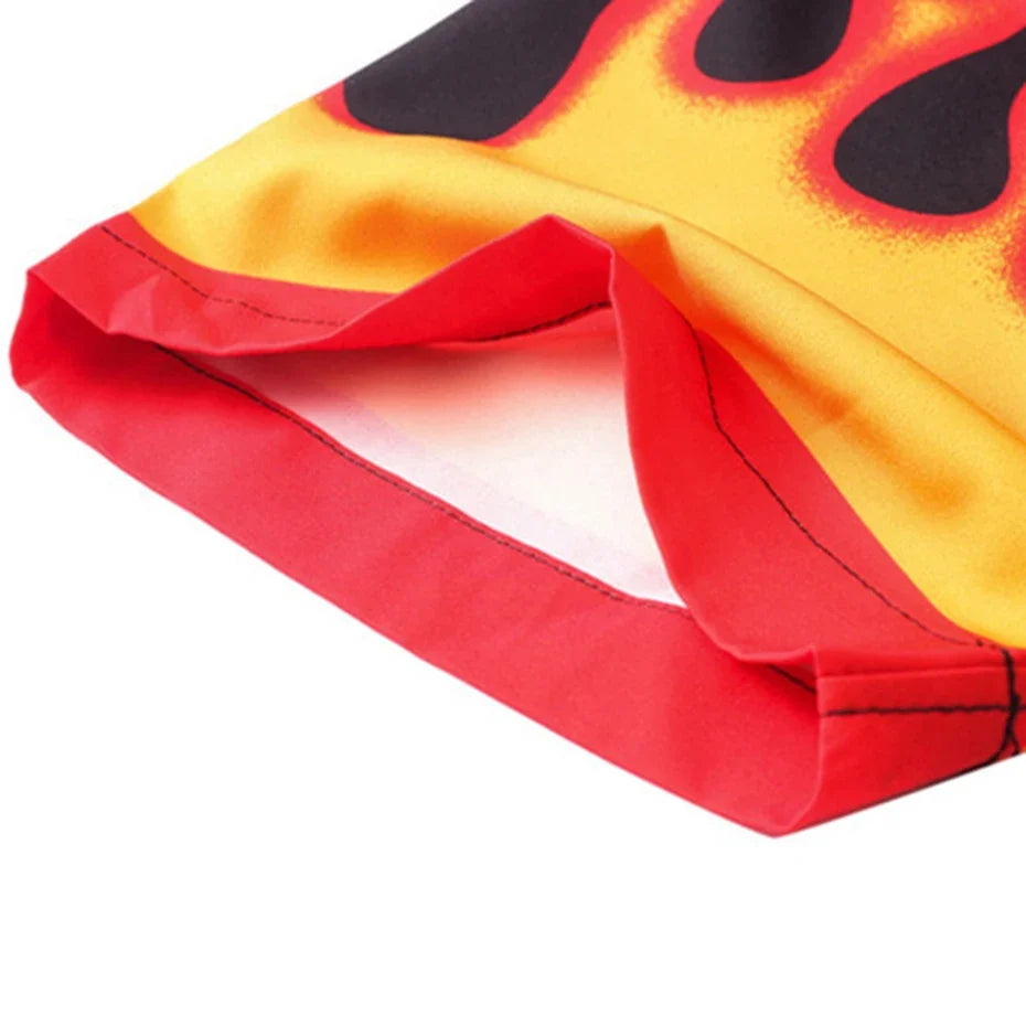 Y2K Fire Graphic Button Down Short Sleeve Shirt