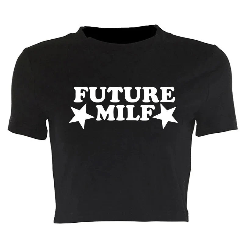 Y2K "Future Milf" Graphic Crop Top