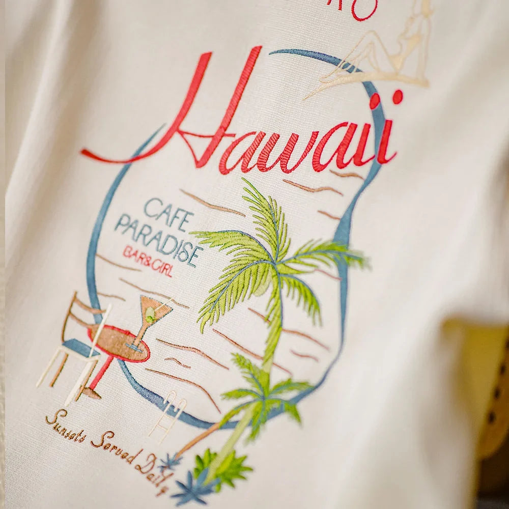 Y2K Hawaiian Embroidered Short Sleeve Work Shirt