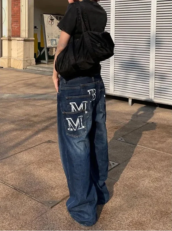 Y2K High Waist Print Graphic Multi Pocket Jeans