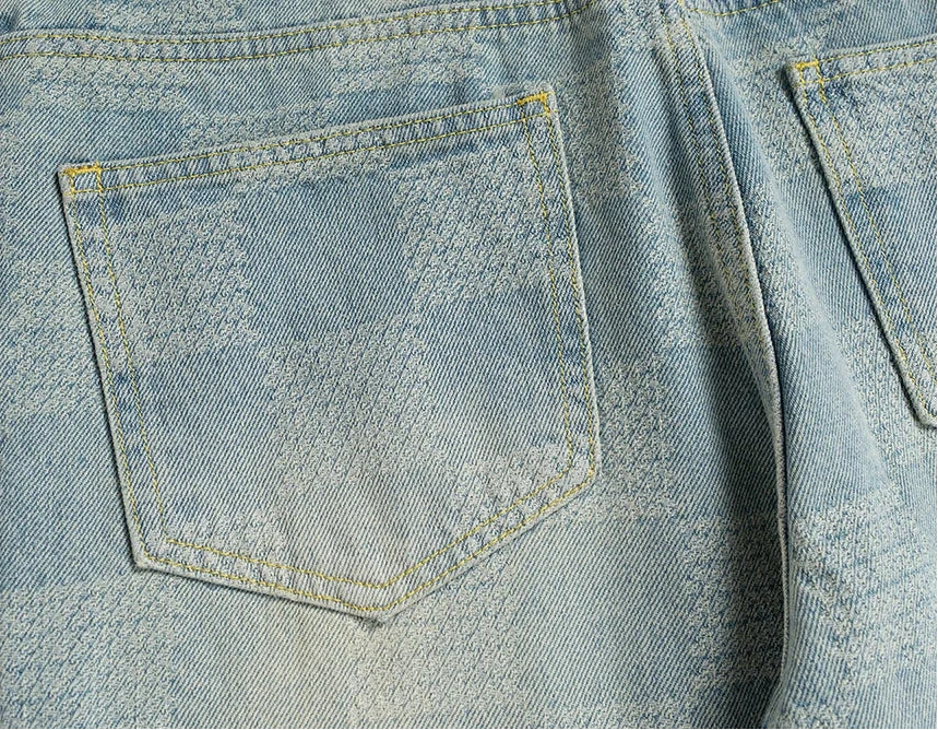 Y2K Jacquard Checkered Micro Flared Jeans