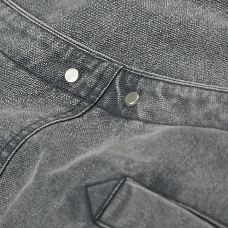Y2K Lapel Airplane Buckle Denim Jacket