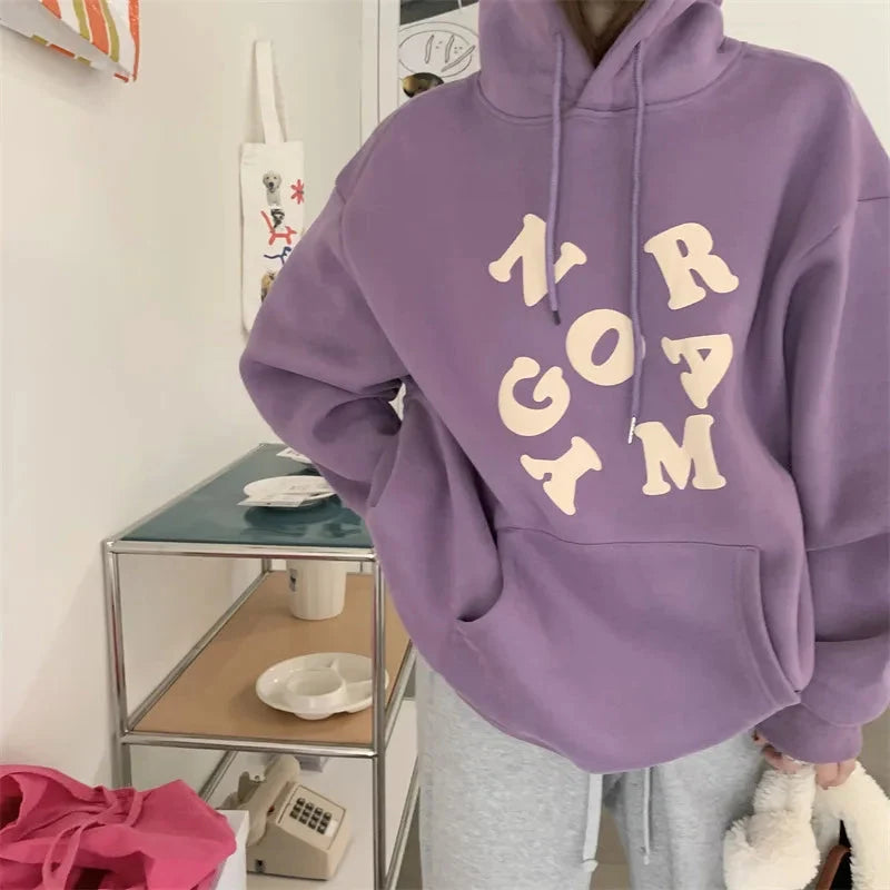 Y2K Letter Collage Baggy Womens Hoodie