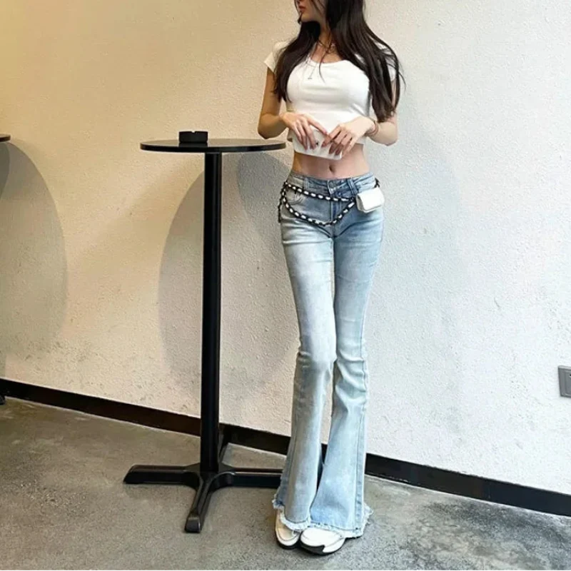 Y2K Low Waist Super Skinny Flared Jeans