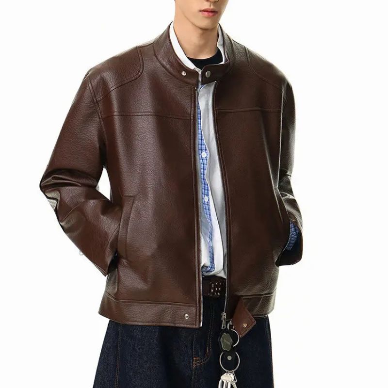 Y2K Mens Essential Faux Leather Jacket