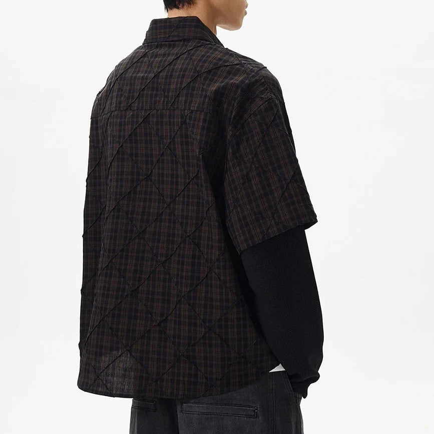Y2K Mock Two Piece Long Sleeve Button Down Shirt