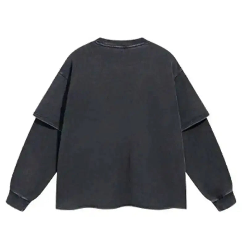 Y2K Mock Two Piece Spiritual Graphic Long Sleeve Top