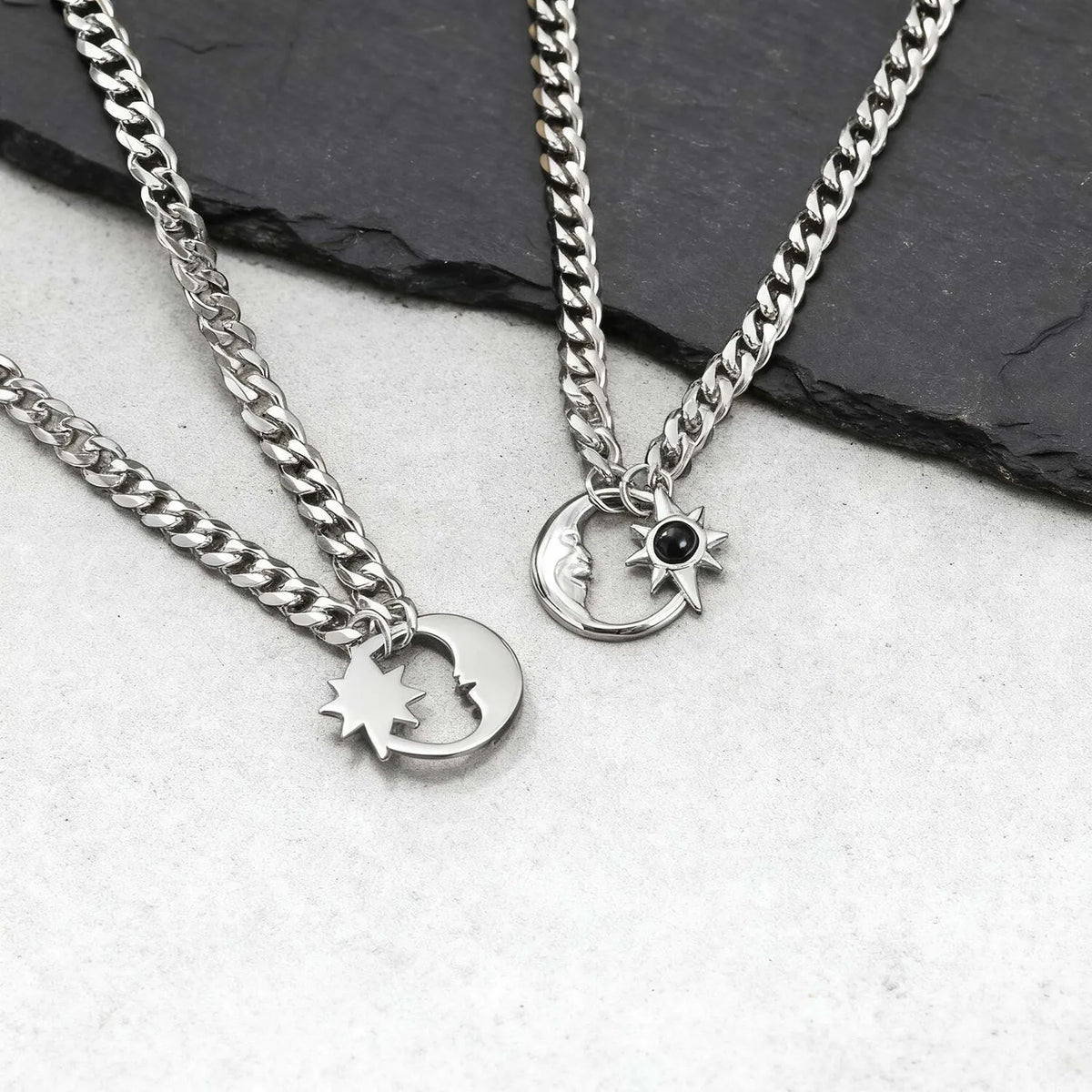 Y2K Moon And Star Hollow Necklace