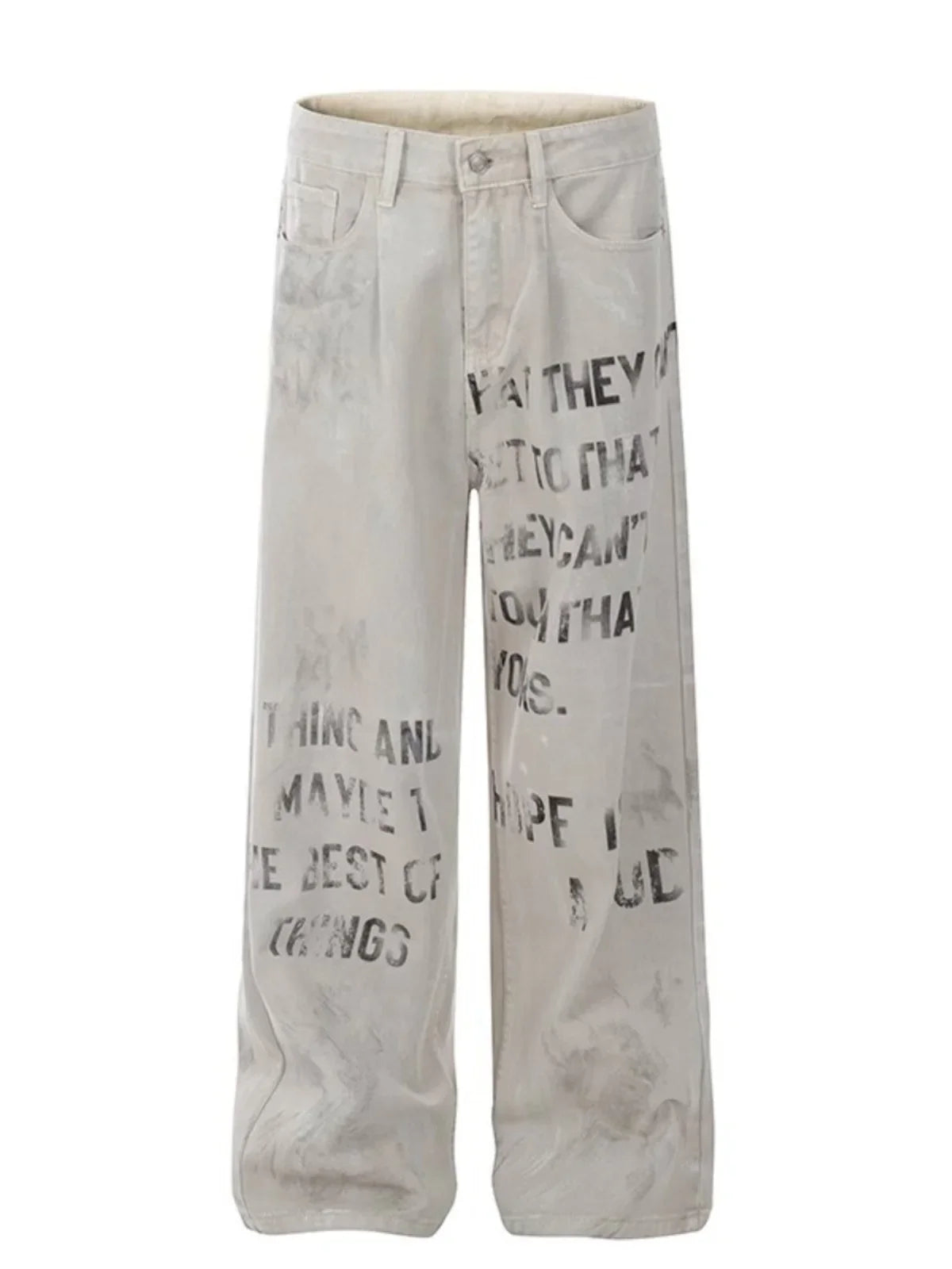 Y2K Off White Baggy Graphic Cargos