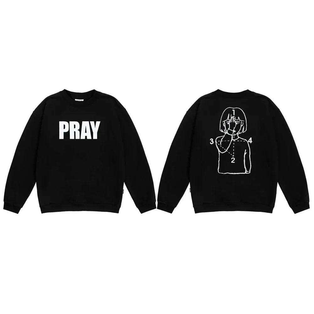 Y2K PRAY Graphic Hoodie Sweater