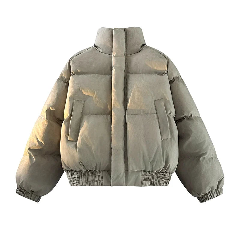 Y2K Padded Stand Collar Zip Up Coat Puffer Jacket