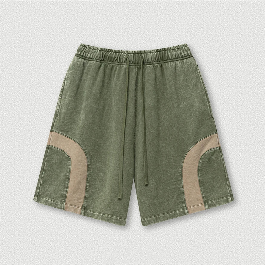 Y2K Patchwork Washed Cotton Shorts