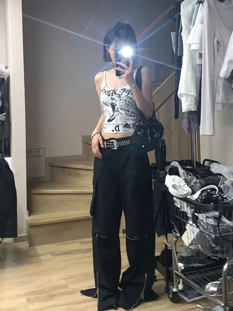 Y2K Punk "Vive Le Rock" Graphic Cami Tank Top