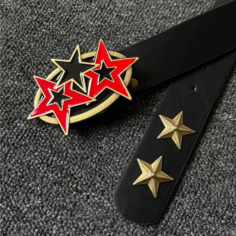 Y2K Red Star Buckle Belt