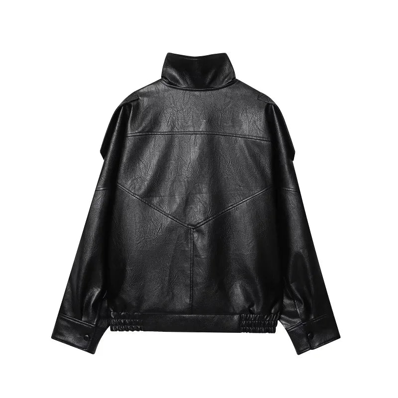Y2K Regular Womens Faux Leather Jacket
