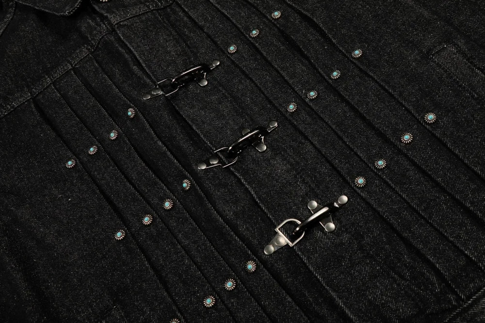 Y2K Rivet Clasp Raw Denim Jacket