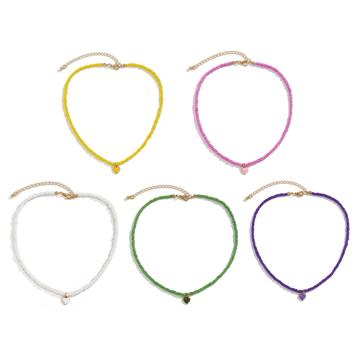 Y2K Seed Beads Heart Pendant Necklace