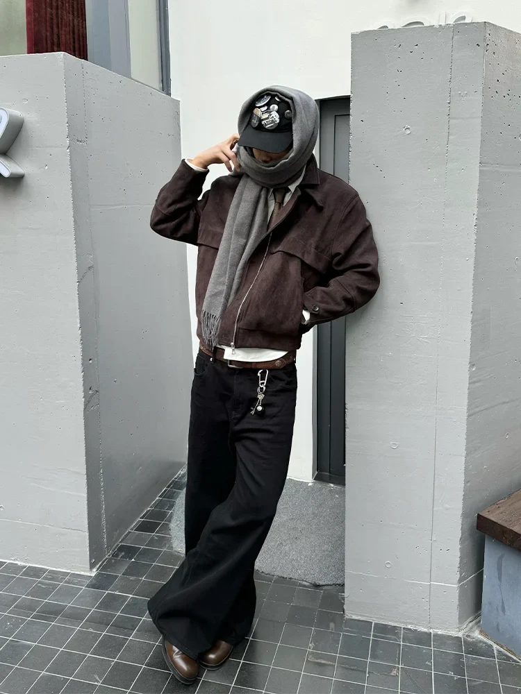 Y2K Short Soft Brown Faux Suede Leather Jacket