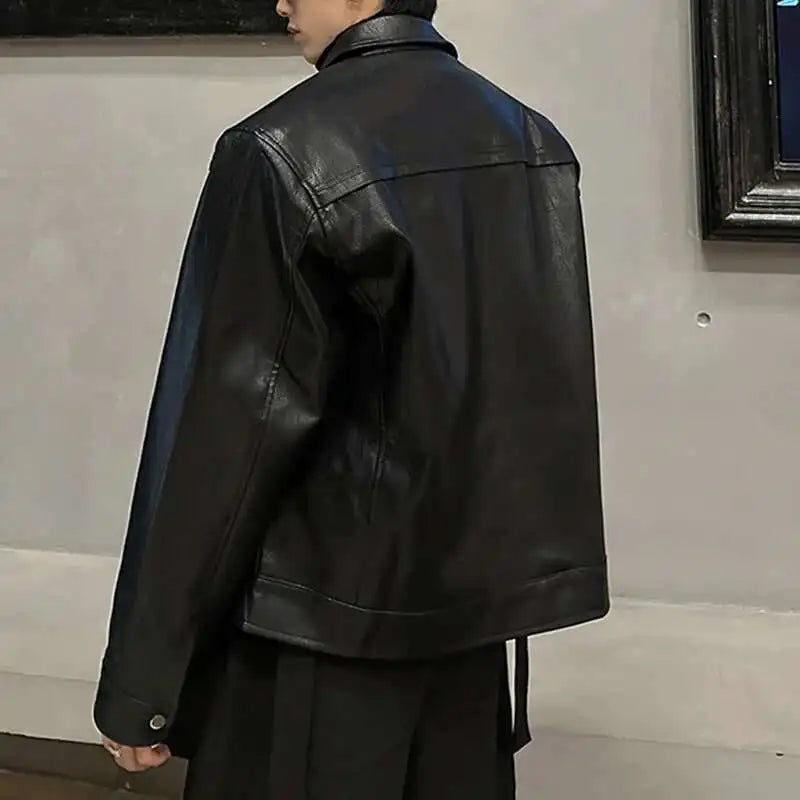 Y2K Shoulder Padded Mens Faux Leather Jacket